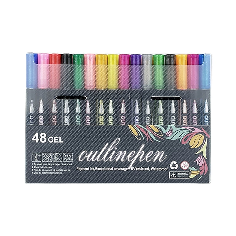 Double Line Outline Markers, Outline Markers 8 Colors Outline Pens
