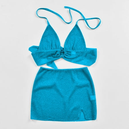 

Hunpta Women s Fashion Sexy Shiny Backless Navel Lace Up Perspective Bright Silk Suit