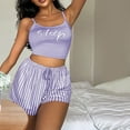 thumbnail image 2 of B91xZ Ensemble de Pyjama pour Femmes Classique à Enfiler Long en Satin Soyeux, Violet G, 2 of 5