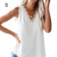 thumbnail image 1 of Camiseta de mujer Jumpingount Blusa casual sin mangas con cuello en V de encaje Blanco S, 1 of 7