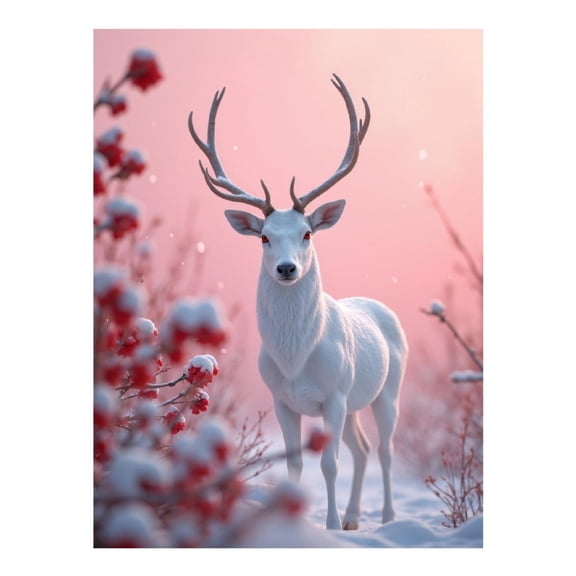 Diamond Art Kit for Adults, Gentle White Deer In Winter Snow Diamond Painting for Adults Beginners, 5D DIY Diamond Art Painting Kits, Colorful Diamond Painting Craft for Home Decor 12x16 Frameless