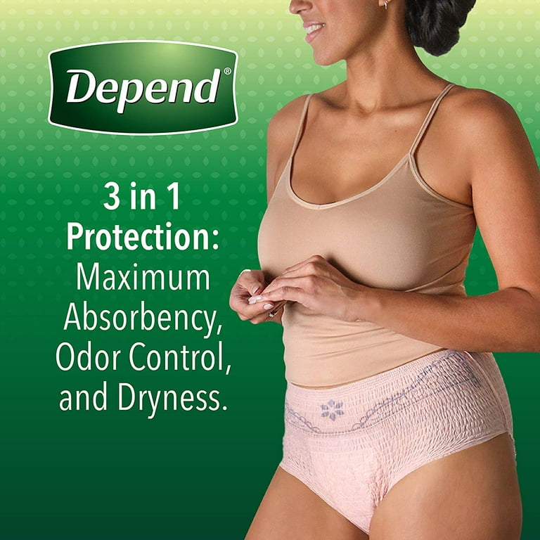Depend Night Defense Incontinence Underwear for Women, Disposable,  Overnight, Medium, Blush, 60 Count (4 Packs of 15) (Packaging May Vary)
