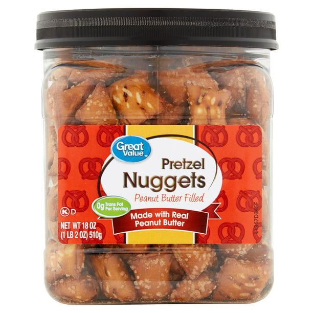 Great Value Peanut Butter Filled Pretzel Nuggets 18 Oz. Canister - Walmart.com - Walmart.com