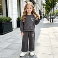 thumbnail image 2 of Gubotare Toddler Girls Clothes Sets Everyday Adorable Girls' Top & Pants Set Straight Leg Pants Print Long Sleeve Crew Neck Casual Wear 3T 4T (Dark Gray,3-4 Years), 2 of 9