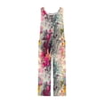thumbnail image 4 of Boho Jumpsuits for Women Printed Trendy Button Wide Strap Sleeveless Scoop Neck Vintage Baggy Wide Leg Spring Casual Rompers with Pockets Multicolor A S-2XL, 4 of 5