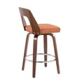 thumbnail image 4 of Trilogy Mid-Century Modern Counter Stool In Walnut And Orange Fabric - Set Of 2, 4 of 7
