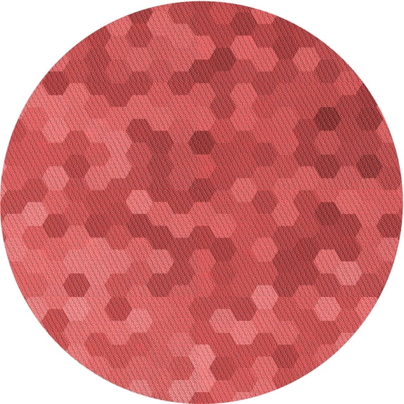 Ahgly Company Machine Washable Indoor Round Transitional Red Area Rugs, 3' Round
