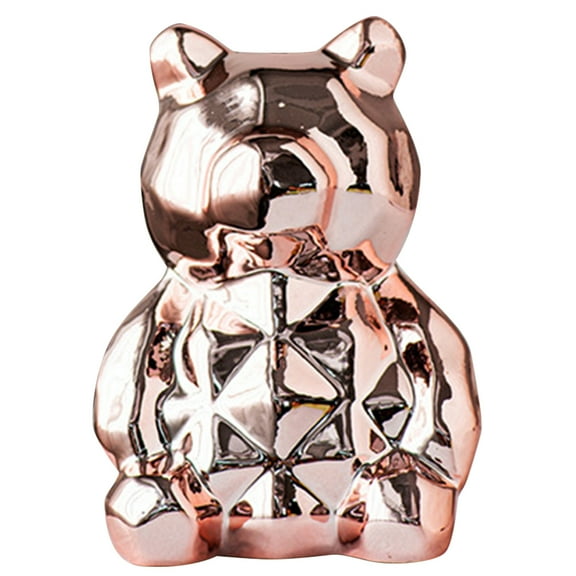 WHAMVOX Ceramic Craft Statues Art Paint Bear Decorative Office Rose Gold
