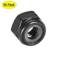thumbnail image 1 of Tuercas de bloqueo hexagonales Uxcell M4x0.7mm de acero al carbono con inserto de nylon, 50 piezas negras, 1 of 5
