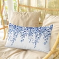 thumbnail image 4 of Eucalyptus Leaves Pillow Covers, Linen Long Throw Pillow Case, Navy Blue Summer Botanical Weeping Holiday Pillow Protector Decorative Cushion Cover for Living Room/Bedroom 16" x 24", 4 of 8