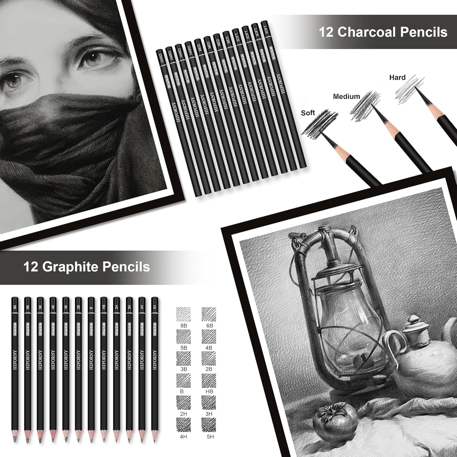 120 PCS Drawing Set Sketching Kit, Art Supplies with 3-Color Sketchbook,Coloring Book,Rainbow,Colored,Watercolor,Metallic,Graphite,Black & Colored Charcoal Pencils,Blending Tools and More