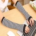 thumbnail image 3 of Guantes Largos Rayados Rayas Sin Dedos Cosplay Kawaii Grunge, 3 of 5