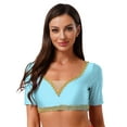 thumbnail image 5 of Aislor Women 2-piece Belly Dancing for Rave Party Shiny Sequin Tassel Outfits Sky Blue M, 5 of 7