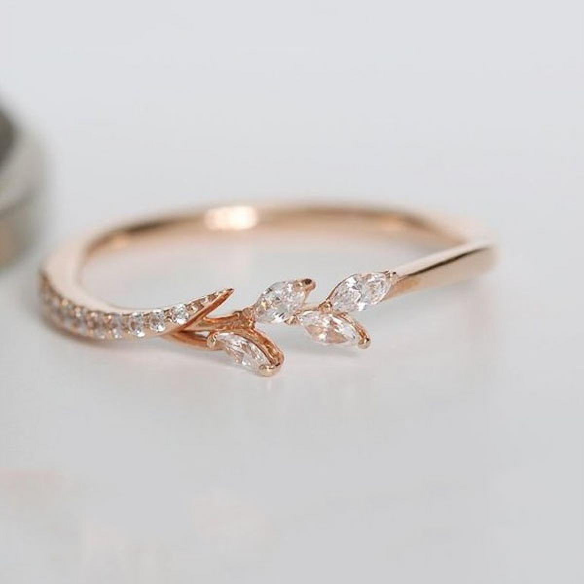 18K Rose Gold Plated Butterfly Pink Enamel White Topaz Ring Wedding Gift Sz5-10