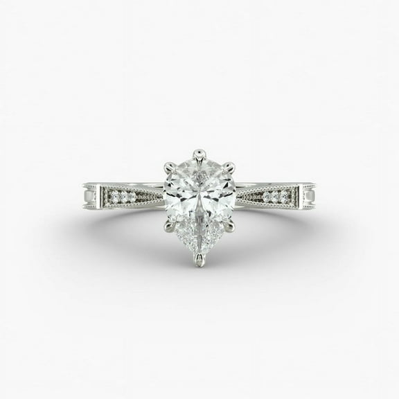 First Jewel Pear Cut 1.7 Ct Diamond Ring for Women - 14k White Gold Plated Wedding Ring - Wedding Band for Women - Gifts for Mom - Engagement Ring - 23rd Anniversary Gift