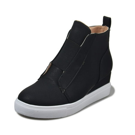 

Hvyesh Hidden Women s Ankle Boots Thick Heel Low Heeled Booties for Women Wedge Sole Booties Ankle Heels Sneaker Shoes Side Zipper