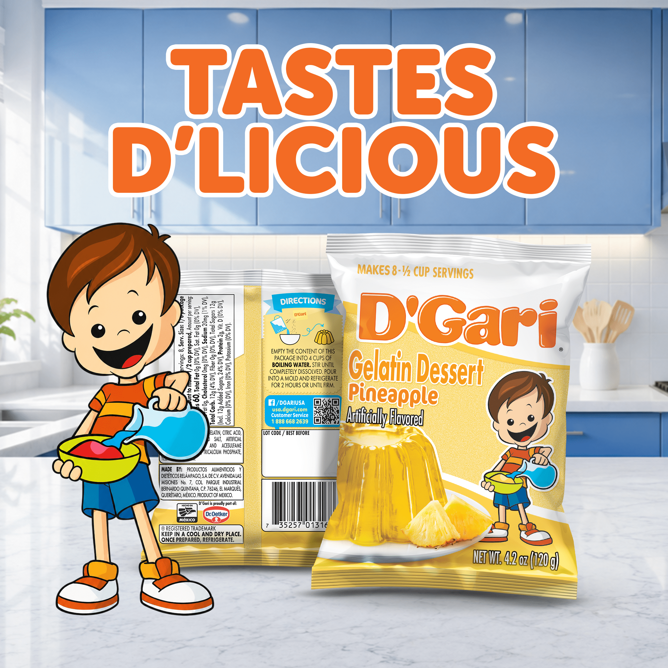 D'Gari Pineapple Gelatin Dessert, 4.2 oz
