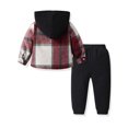 thumbnail image 3 of WIBACKER Boys Casual Sets Toddler Plaid Outfits Flannel Hooded Shirts + Sweatpants Kids Spring Fall Clothes Set, 3 of 9