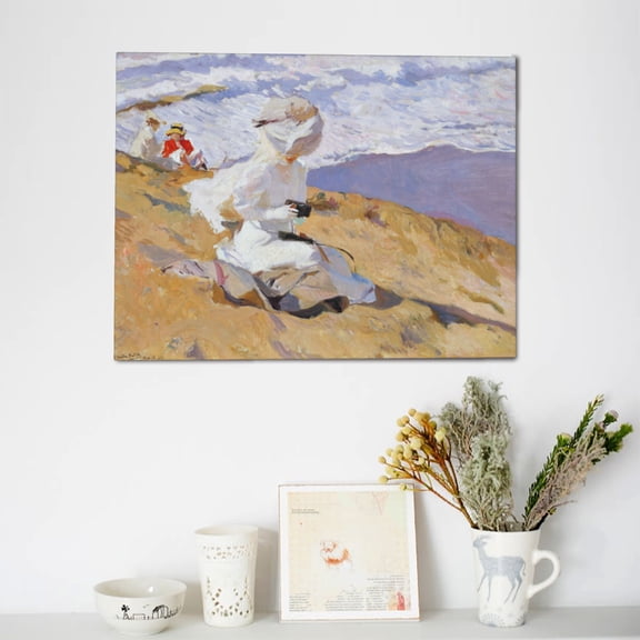 JoaquÃn Sorolla Canvas Wall Art-Vintage Coastal Modern Wall Art with Pine Wood Framed,Home Decor,Elegant Framed Artwork for Living Room Bedroom Home Decoration