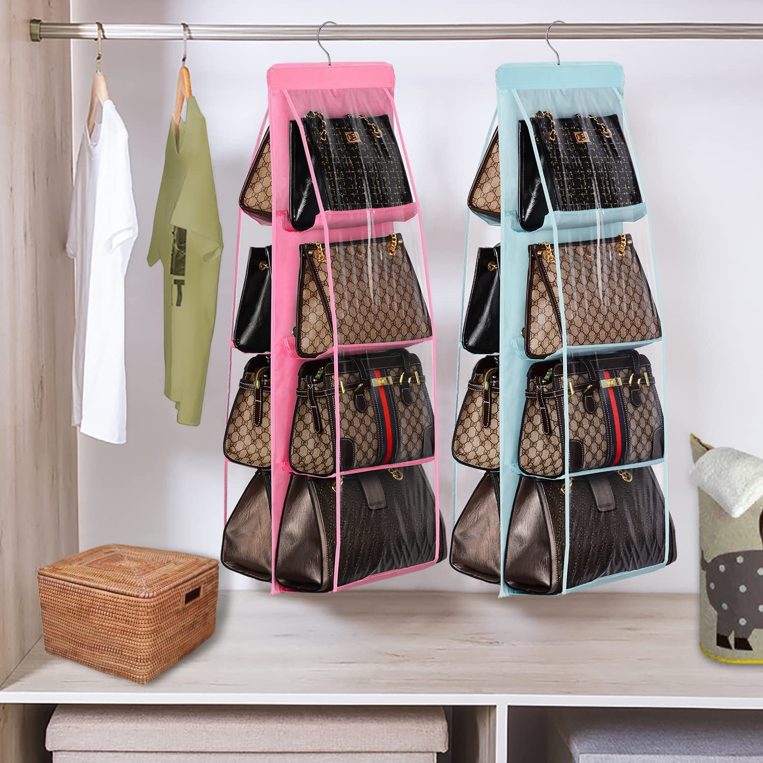 Hanging handbag organizer closet hanger sale