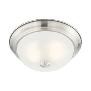 Designers Fountain 11 inch 2-Light Satin Platinum Interior Flush Mount Ceiling Light with Etched Glass Shade, 1257S-SP-W