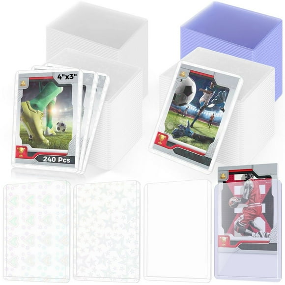 240 PCS Hard Plastic Card Sleeves, 3" x 4" Crystal Clear Card Holders, Trading Card Holder, Standard Card Sleeve, Card Protector for Baseball, Football, Basketball, Sports Cards, Game Cards