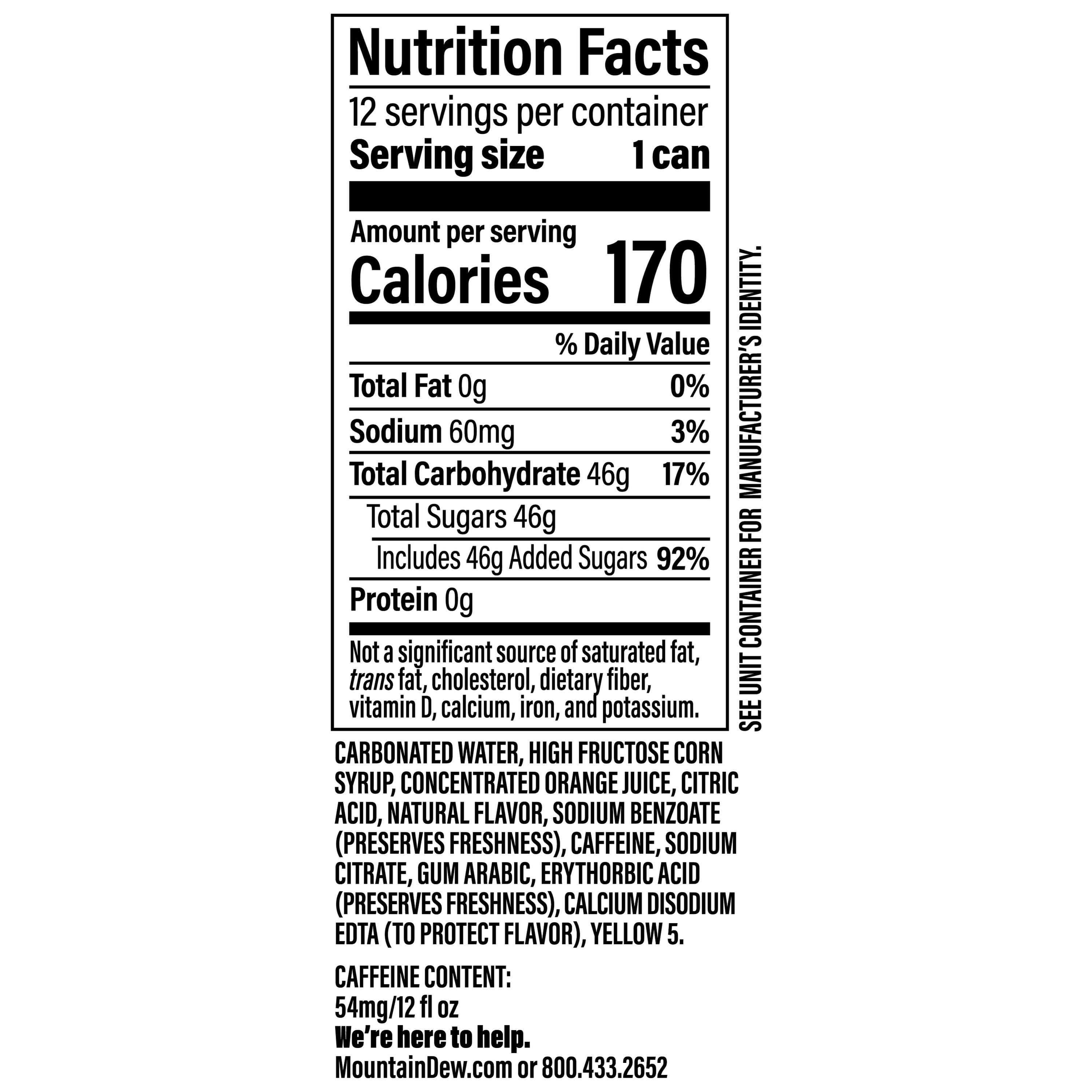 Mountain Dew Original Soda, 12 fl oz, 12 Count
