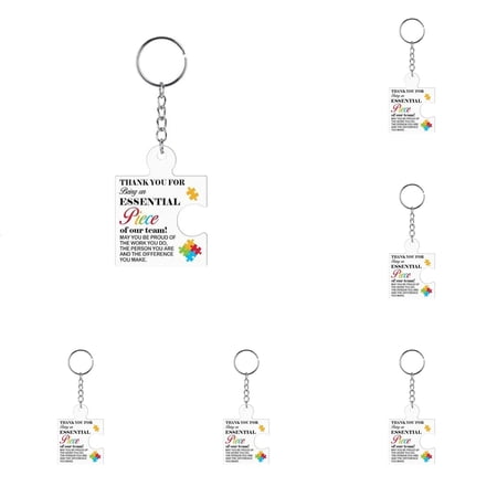 Team Appreciation Gifts Bulk for Coworker Employee Staff Thank You Christmas Gift Set Acrylic Puzzle Piece Keychains (5PC D)