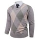 thumbnail image 1 of Blusas y camisas de manga larga con cuello en V para hombre, suéter de punto con cuello en V y manga larga con estampado a cuadros, jersey de poliéster para hombre, 1 of 9