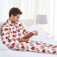 thumbnail image 6 of Hirioo Strawberry for Men's Pajama Sets 2 Piece Pjs Men's Long-Sleeved Pajama Set Button Down Sleepwear,S-XXL-Large, 6 of 7
