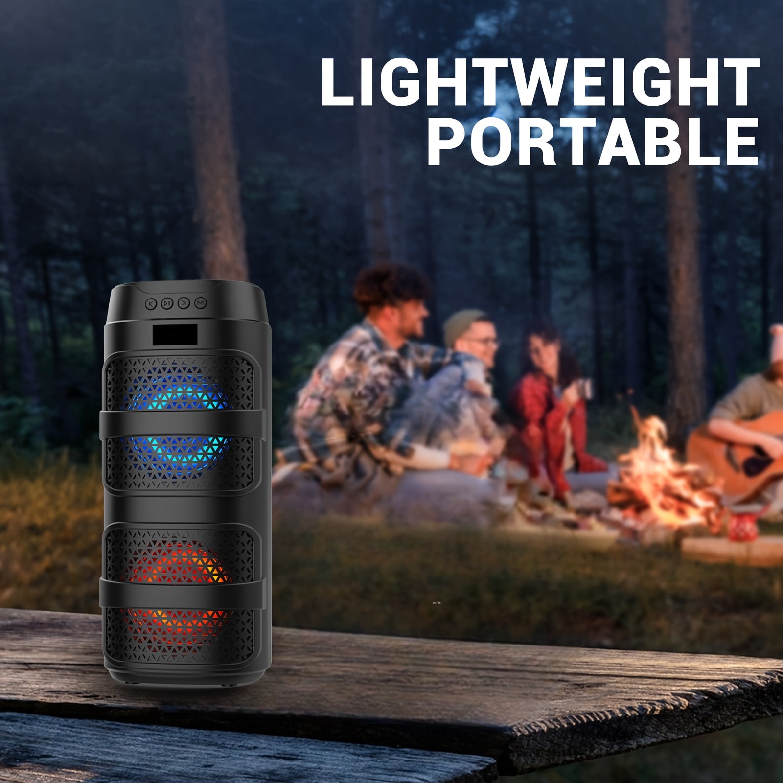 Portable 3000W Wireless Speaker with Disco Lights, Rechargeable Battery & Charging Cable for Outdoor Entertainment | Durable & Colorful LED