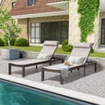 thumbnail image 3 of Pellebant Beige Aluminum Outdoor Adjustable Quilted Chaise Lounge Chair(Set of 2), 3 of 7
