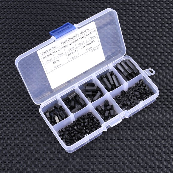 OULII 180Pcs Nut and Bolt Assortment Sets for Technicians and DIY Enthusiasts in 13x6.5x2cm Size