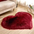 thumbnail image 1 of Heart Shaped Faux Sheepskin Rug, Wine Red, Small (approx. 1.5 sq ft), Contemporary, Unisex, Valentine's Day Gift, Area Rug, 1 of 3