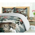 thumbnail image 6 of Ambesonne Leopard Duvet Cover Set, Roses Wild Animal on Clouds, Calking, Grey Teal and Scarlet, 6 of 6