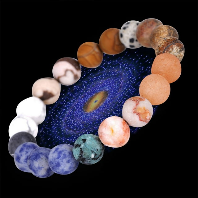 Fiudx Pulsera Solar, Banda Curativa de Tamaño Ajustable, Piedra de Chakra Ligera, Diseño de Perla Galáctica, Regalo para Ella o Él, Ideal para Fiestas y Celebridades, Accesorios a Juego para Parejas,