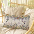 thumbnail image 4 of Spring Floral Pillow Covers, Linen Long Throw Pillow Case, Daisy Sunflowers Wisteria Hummingbird Beige Holiday Pillow Protector Decorative Cushion Cover for Living Room/Bedroom 16" x 24", 4 of 8