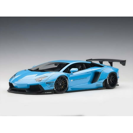 Lamborghini Aventador LB-Works Metallic Sky Blue with Black Wheels 1/18 Model Car by