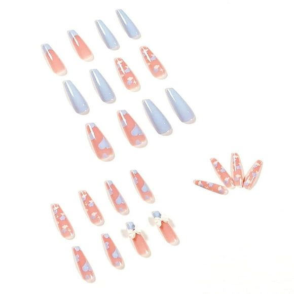 24pcs Press On Nails Coffin for Women, Extra Long False Nails with Glue