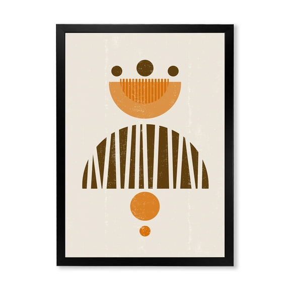 Designart 'Abstract Minimal Moon and Sun In Earth Tones IV' Modern Framed Art Print