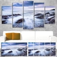 thumbnail image 2 of DESIGN ART Designart "Waves Crashing At Beach" Seashore Canvas Wall Artwork Print 60 in. wide x 32 in. high - 5 Panels Diamond Shape, 2 of 5