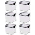 thumbnail image 1 of 6 Pack 700Ml Kitchen Food Storage Box Organizer Container Set Empty Seal Lid Clear Square, 1 of 5