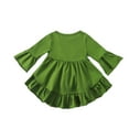 thumbnail image 4 of XYIJANI Girls Clothes Size 14-16 Kids Toddler Baby Girls Autumn Summer Solid Cotton Long Ruffle Sleeve Princess Dress Clothes Princess Dress Little Girl Dresses (Green,80), 4 of 5