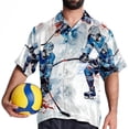 thumbnail image 4 of Ice Hockey Men's Short Sleeve Poplin Button Down Hawaiian Printed Summer Beach Shirt, Unisex, 4 of 6
