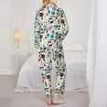 thumbnail image 6 of Goofa Dinosaur Printed Women’s 2 Piece Pajama Set Super,Pajamas Women's Long Sleeve Sleepwear Soft Button Down Loungewear Pjs Lounge Set Nightwear-Small, 6 of 9