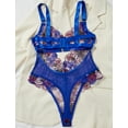 thumbnail image 3 of Ausing Sexy Lingerie for Women Lace Teddy One Piece Bodysuit Floral Lace Embroidered Mesh Mini Babydoll See Through Push Up Adjustable Underwear Blue M, 3 of 7