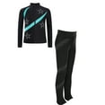 thumbnail image 2 of TiaoBug Kids Girls Shiny Figure Ice Skating Long Sleeve Jacket with Gymnastics Leggings Set Blue Green 12, 2 of 6