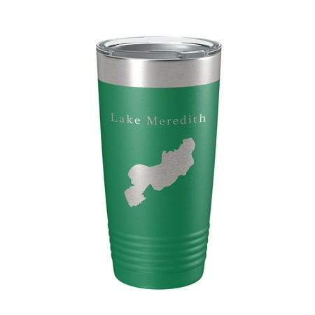 

Lake Meredith Map Tumbler Travel Mug Insulated Laser Engraved Coffee Cup Colorado 20 oz Green