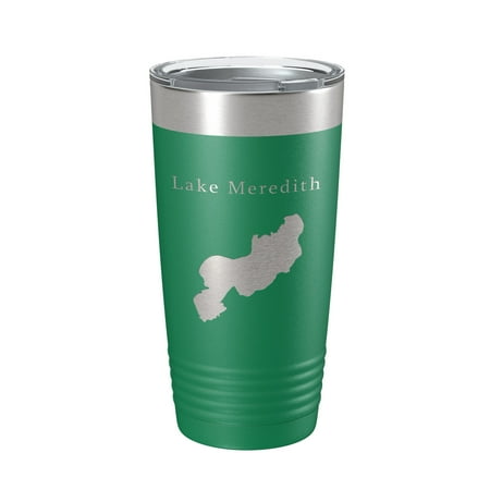 

Lake Meredith Map Tumbler Travel Mug Insulated Laser Engraved Coffee Cup Colorado 20 oz Green