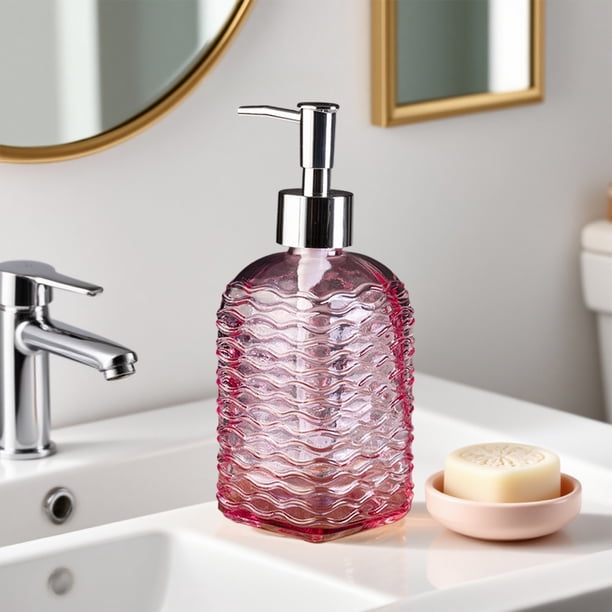Dispensador de jabón de vidrio Wave Texture, botella de bomba para baño y cocina, jabón de manos, champú y gel de ducha